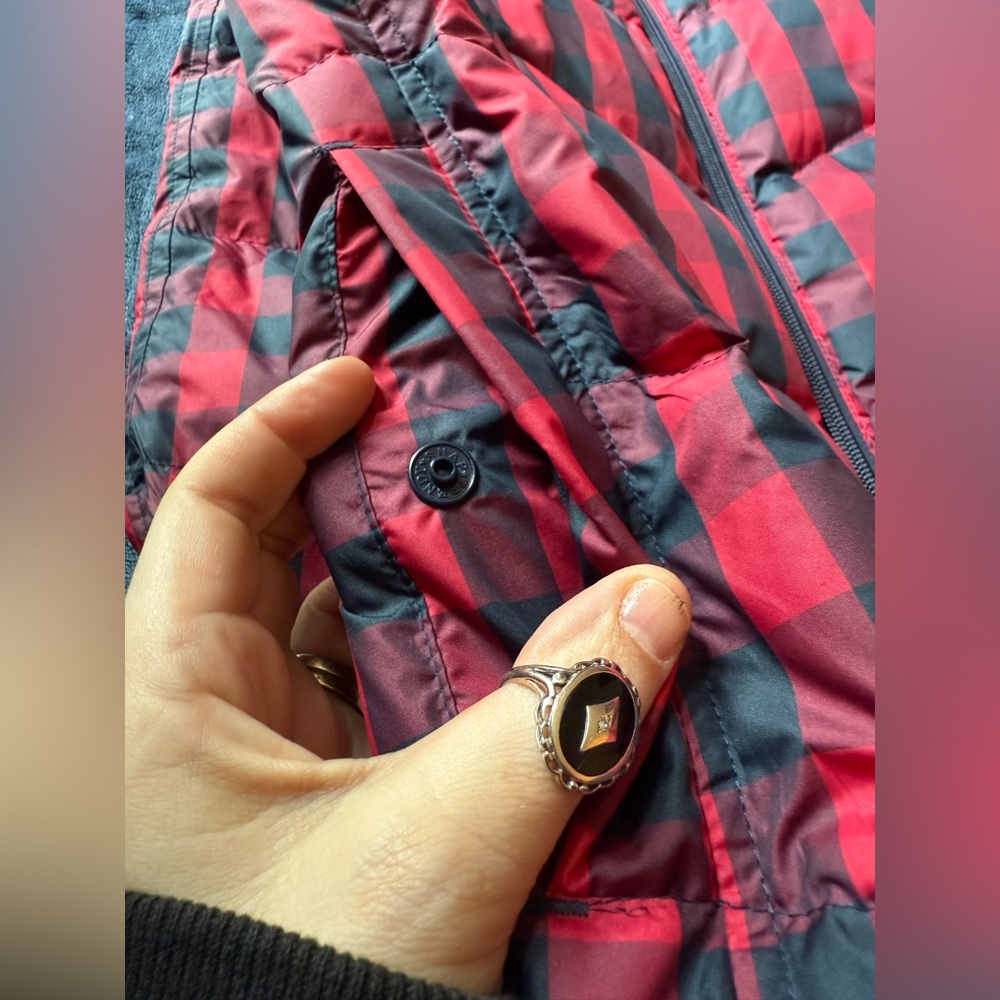 Lands' End Red and Black Checkered Puffer Vest - Picture 9 of 12